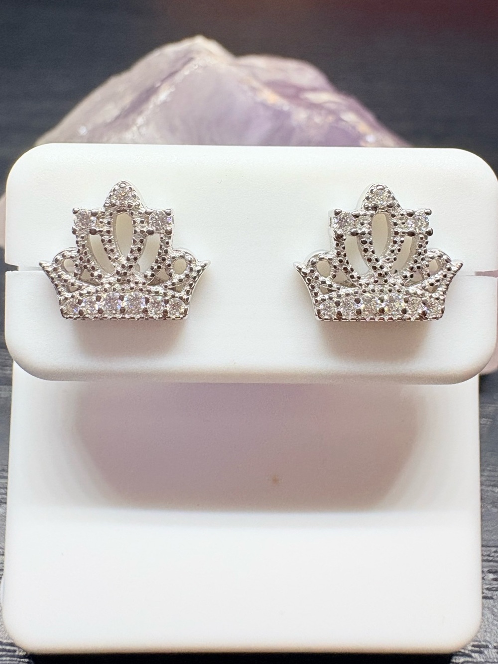 Sterling Silver Tiara Crown Earrings